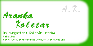 aranka koletar business card